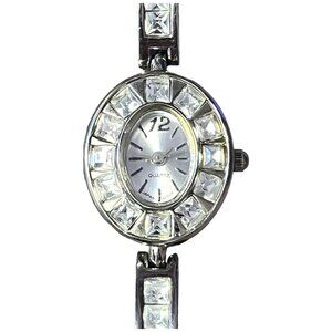 Women's Stainless Steel Quartz Watch With Faux Diamonds Elegant Time Piece